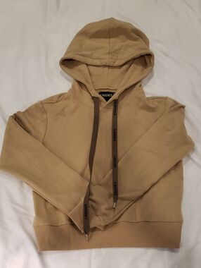L'AGENCE Beige-Tan Pullover Hoodie with Branded Drawstrings